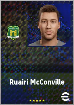 Ruairi McConville eFootball 2026 player card, 69 OVR CB