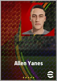 Allen Yanes eFootball 2026 player card, 65 OVR RB