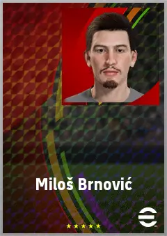 Miloš Brnović eFootball 2026 player card, 67 OVR CMF
