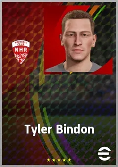 Tyler Bindon eFootball 2026 player card, 70 OVR CB