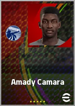 Amady Camara eFootball 2026 player card, 68 OVR CF