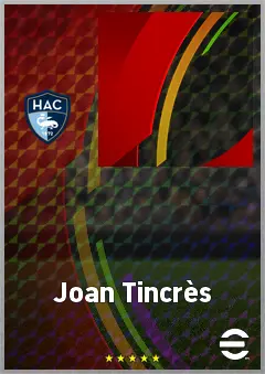 Joan Tincrès eFootball 2026 player card, 65 OVR CF