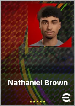Nathaniel Brown eFootball 2026 player card, 75 OVR LB