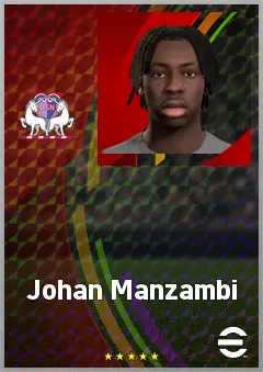 Johan Manzambi eFootball 2026 player card, 76 OVR CMF