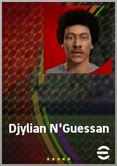 Djylian N'Guessan eFootball 2026 player card, 64 OVR CF