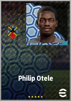 Philip Otele eFootball 2026 player card, 71 OVR LWF
