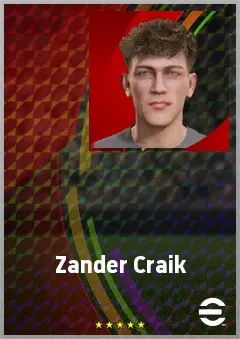 Zander Craik eFootball 2026 player card, 62 OVR CF