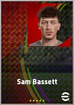 Sam Bassett eFootball 2026 player card, 66 OVR LMF