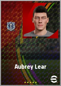 Aubrey Lear eFootball 2026 player card, 76 OVR RWF