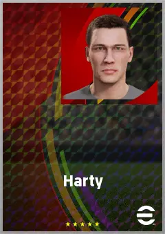 Harty eFootball 2026 player card, 74 OVR DMF