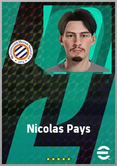 Nicolas Pays eFootball 2026 player card, 68 OVR RWF