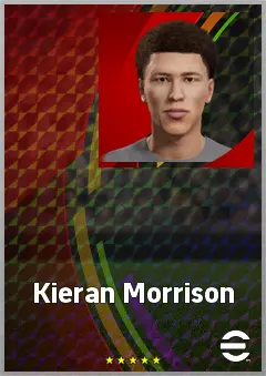 Kieran Morrison eFootball 2026 player card, 66 OVR RWF