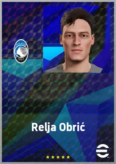 Relja Obrić eFootball 2026 player card, 69 OVR CB