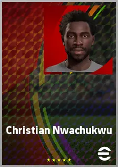 Christian Nwachukwu eFootball 2026 player card, 65 OVR LWF