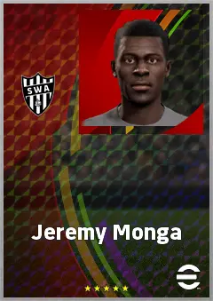 Jeremy Monga eFootball 2026 player card, 69 OVR LWF