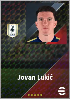 Jovan Lukić eFootball 2026 player card, 71 OVR CMF