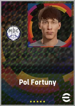 Pol Fortuny eFootball 2026 player card, 66 OVR AMF