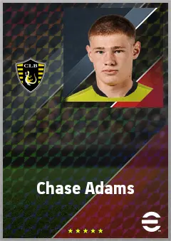 Chase Adams eFootball 2026 player card, 63 OVR CF