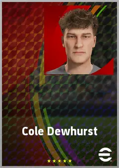 Cole Dewhurst eFootball 2026 player card, 64 OVR CB