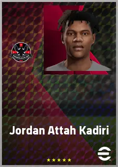 Jordan Attah Kadiri eFootball 2026 player card, 66 OVR CF