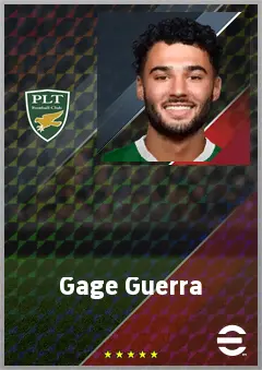 Gage Guerra eFootball 2026 player card, 65 OVR CF
