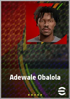 Adewale Obalola eFootball 2026 player card, 68 OVR CF