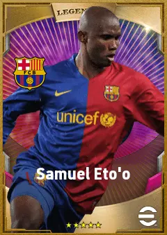 Samuel Eto'o eFootball 2026 player card, 89 OVR CF