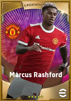 Marcus Rashford eFootball 2026 player card, 83 OVR LWF