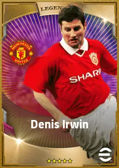 Denis Irwin eFootball 2026 player card, 86 OVR LB