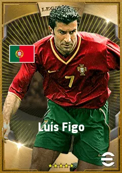 Luís Figo eFootball 2026 player card, 87 OVR RWF