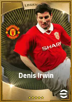 Denis Irwin eFootball 2026 player card, 85 OVR LB