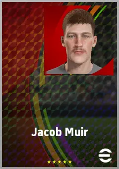 Jacob Muir eFootball 2026 player card, 67 OVR CB
