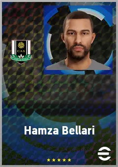 Hamza Bellari eFootball 2026 player card, 63 OVR RWF