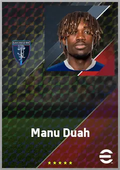 Manu Duah eFootball 2026 player card, 72 OVR CB