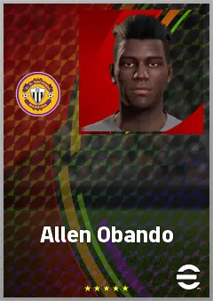 Allen Obando eFootball 2026 player card, 68 OVR CF