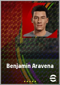 Benjamín Aravena eFootball 2026 player card, 62 OVR RWF