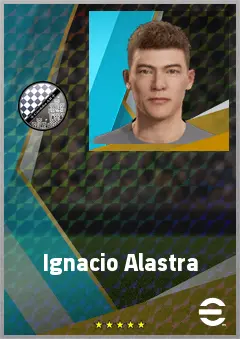 Ignacio Alastra eFootball 2026 player card, 67 OVR RWF