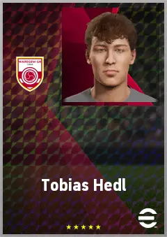 Tobias Hedl eFootball 2026 player card, 68 OVR CF