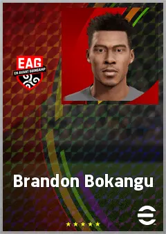 Brandon Bokangu eFootball 2026 player card, 64 OVR RWF