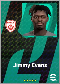 Jimmy Evans eFootball 2026 player card, 64 OVR RWF