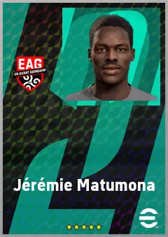 Jérémie Matumona eFootball 2026 player card, 65 OVR RB
