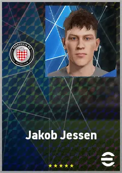 Jakob Jessen eFootball 2026 player card, 67 OVR LB