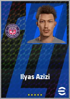 Ilyas Azizi eFootball 2026 player card, 64 OVR LWF