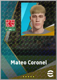 Mateo Coronel eFootball 2026 player card, 62 OVR AMF