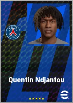 Quentin Ndjantou eFootball 2026 player card, 68 OVR LWF
