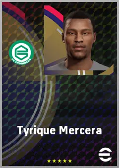 Tyrique Mercera eFootball 2026 player card, 65 OVR RB