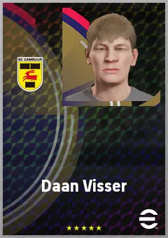 Daan Visser eFootball 2026 player card, 61 OVR CMF