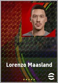 Lorenzo Maasland eFootball 2026 player card, 61 OVR LWF
