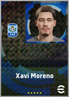 Xavi Moreno eFootball 2026 player card, 67 OVR RWF