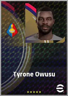 Tyrone Owusu eFootball 2026 player card, 68 OVR RB